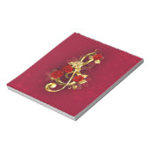 Bloc-note Golden Treble Clef avec fleurs Roses (Tourné)