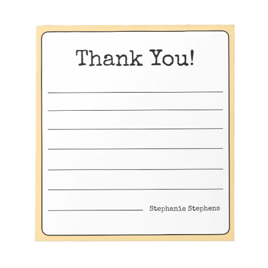 Bloc-note Golden Yellow Retro Merci Votre nom Linked (Devant)