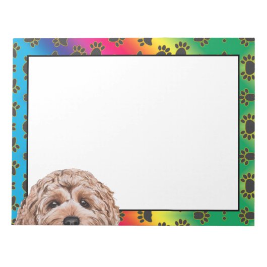 Bloc-note Goldendoodle coloré chien motif de patte (Devant)
