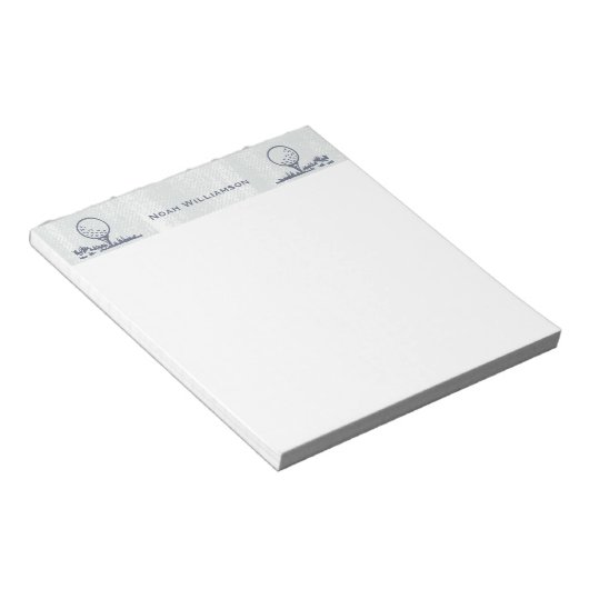 Bloc-note Golfer Golf Ball Retro Monogramme Nom (Incliné)