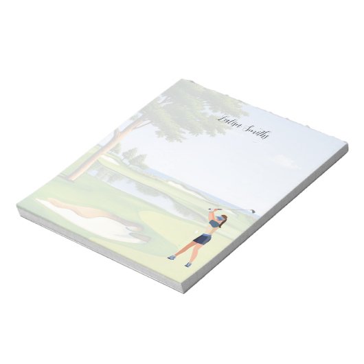 Bloc-note Golfer lady est golfeur note pad (Tourné)