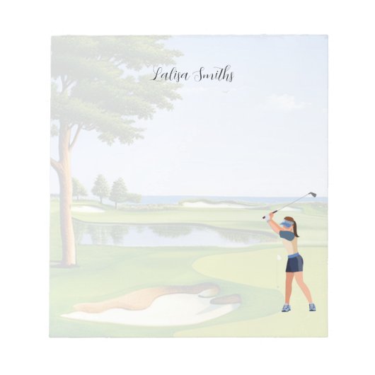 Bloc-note Golfer lady est golfeur note pad (Devant)