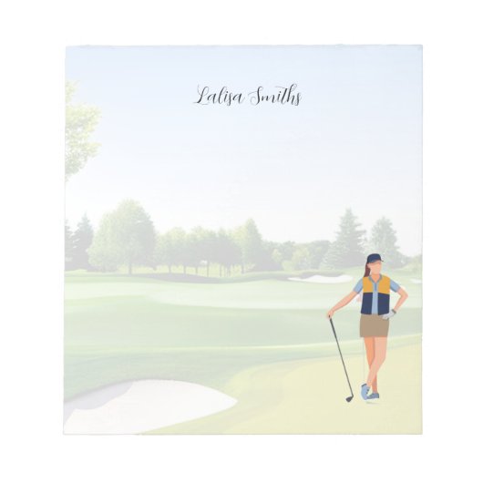 Bloc-note Golfer lady est golfeur note pad (Devant)