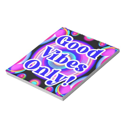 Bloc-note Good Vibes seulement ! Neon Colours 80s 90s AI Des (Tourné)