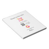 Bloc-note Google review business logo website scan QR code (Incliné)