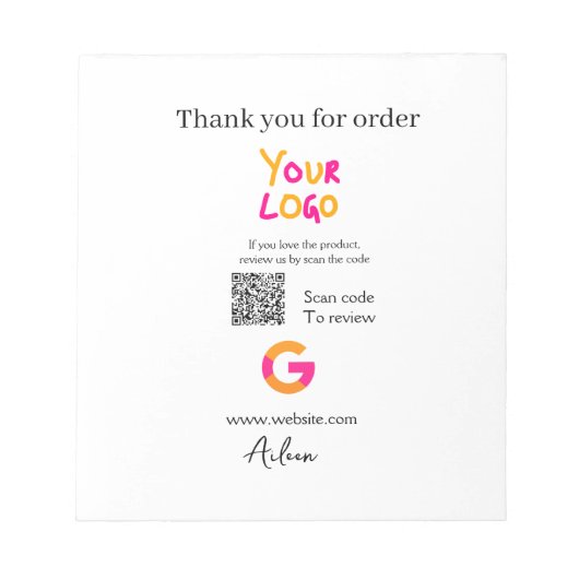 Bloc-note Google review business logo website scan QR code (Devant)