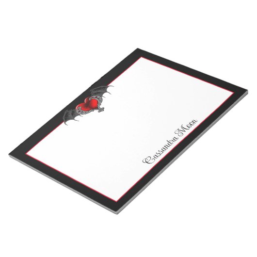 Bloc-note Goth Heart with Bat Wings Personnalisé (Incliné)