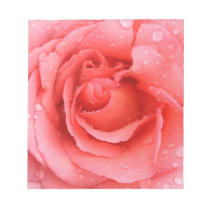Bloc-note Gouttes d'eau de rose rouge romantique