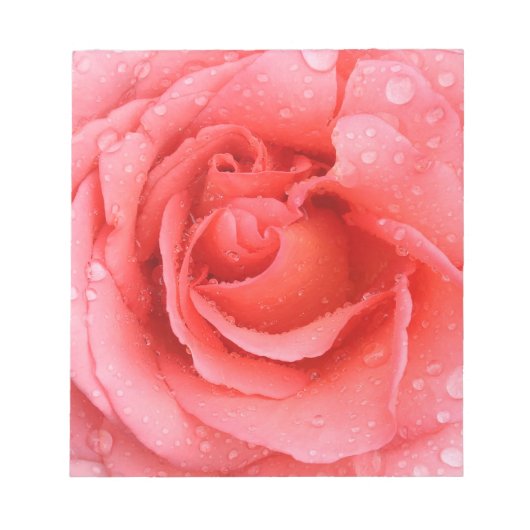 Bloc-note Gouttes d'eau de rose rouge romantique (Devant)