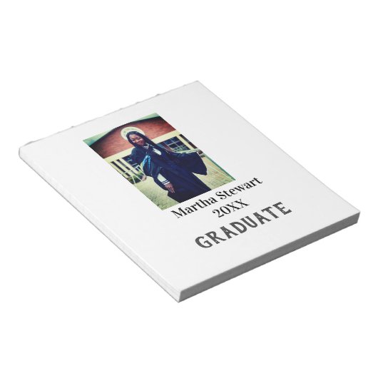 Bloc-note Graduation photo name year class university simple (Incliné)