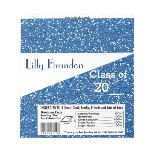 Bloc-note Graduation scolaire Candy Bar Wrapper Party Favori (Devant)