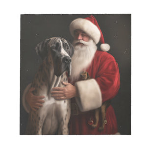 Bloc-note Grand Danois avec le Père Noël Noël Festif