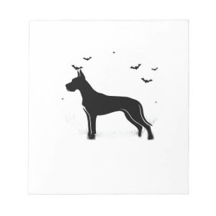 Bloc-note Grand Danois Chien Halloween Lune Silhouette Class