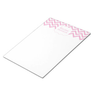 Bloc-note Grand personnalisé par Chevron doux rose