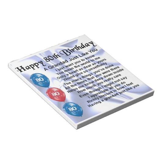 Bloc-note Grand poème - 80e anniversaire Design (Incliné)