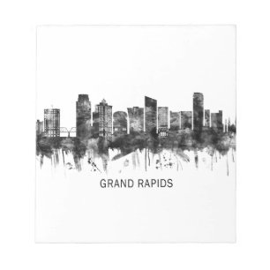 Bloc-note Grand Rapids Michigan Skyline BW
