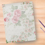 Bloc-note Grand Roses victoriens rétro au milieu du siècle<br><div class="desc">Bloc-notes large - Format de lettre standard Pages - 8, 5" X 11" Lined with Black Wide Rule Lines on each Page for Easy Writing - Un Carnet à face - Ce design présente une roses roses victoriennes rétro fleurs du milieu du siècle design de papier peint vintage sur arrière...</div>