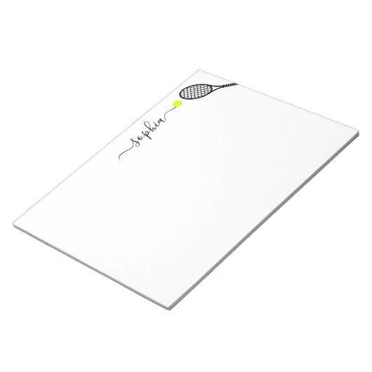 Bloc-note Grand Tennis Personnalisé Racket Ball Nom élégant (Incliné)