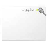 Bloc-note Grand Tennis Personnalisé Racket Ball Nom élégant (Devant)