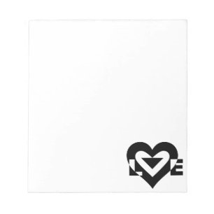 Bloc-note Graphique d'amour cool, noir