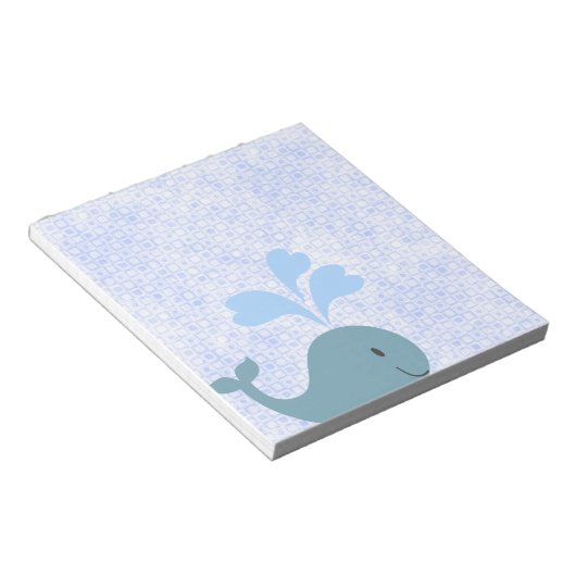 Bloc-note Graphique de baleine bleue mignonne (Incliné)