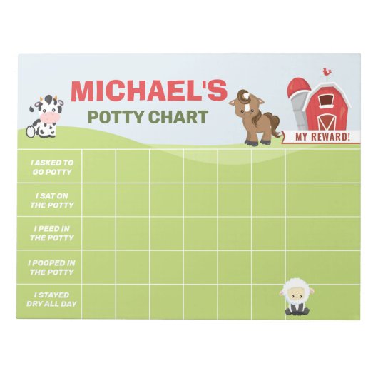 Bloc-note Graphique de propreté pour animaux de ferme Nom pe (Devant)