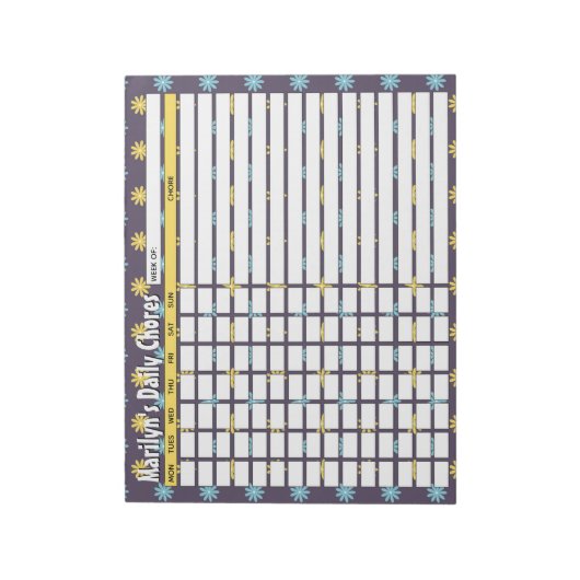 Bloc-note Graphique des corvées quotidiennes de fleurs perso (Tourné)