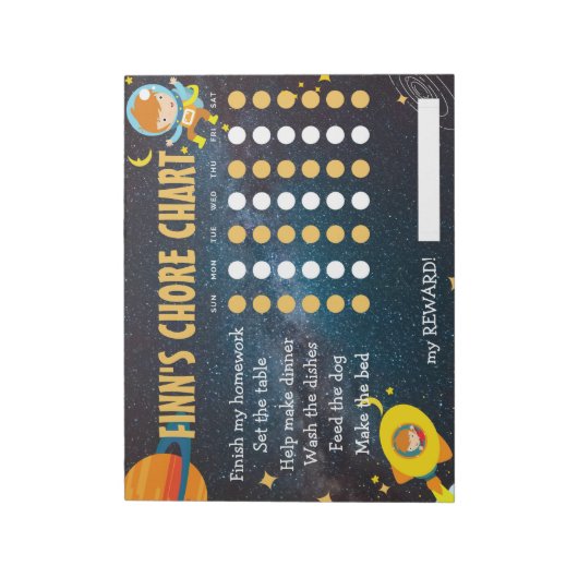 Bloc-note Graphique des tâches spatiales, Tableau des respon (Tourné)