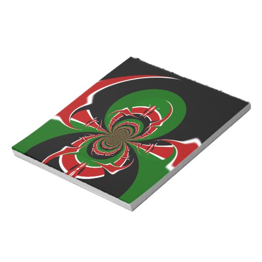 BLOC-NOTE GRAPHIQUE VERT ROUGE NOIR HAKUNA MATATA (Tourné)