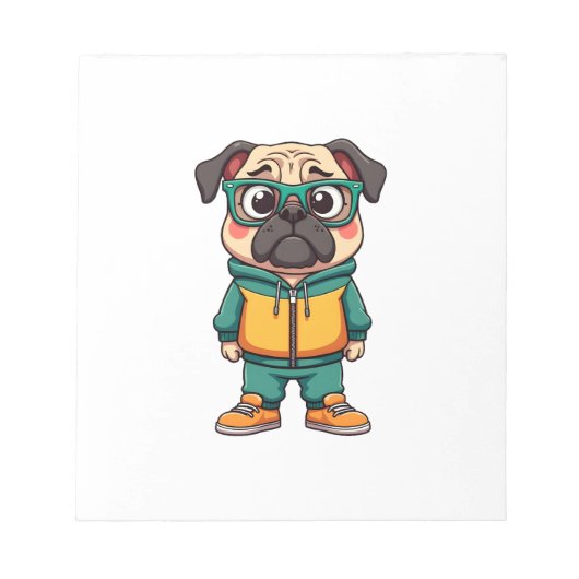 Bloc-note Graphisme de mode urbaine de chien de pug hipster (Devant)
