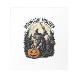 Bloc-note Graphisme de sorcière d'Halloween vintage en clair