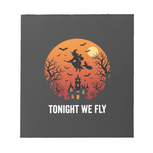 Bloc-note Graphisme de sorcière d'Halloween volant la nuit_1 (Devant)