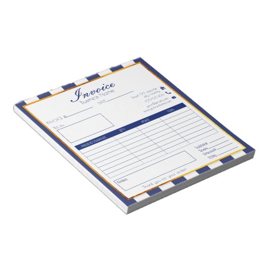 Bloc-note gras bleu marine or facile facture de petite entre (Incliné)