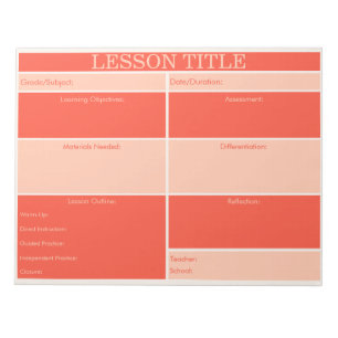 Bloc-note Gras Red Peach Retro Planificateur de leçons pour