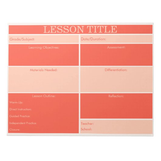 Bloc-note Gras Red Peach Retro Planificateur de leçons pour (Devant)