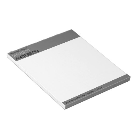 Bloc-note Gras Simple Minimal Gris De la part de (Incliné)