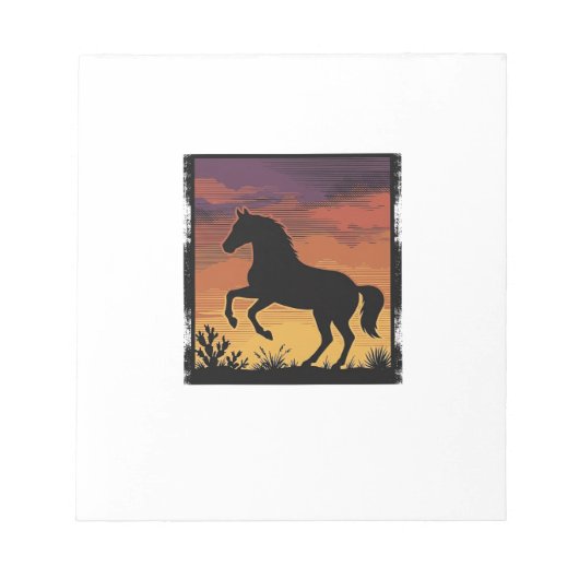 Bloc-note Gravure occidentale silhouette de cheval au couche (Devant)