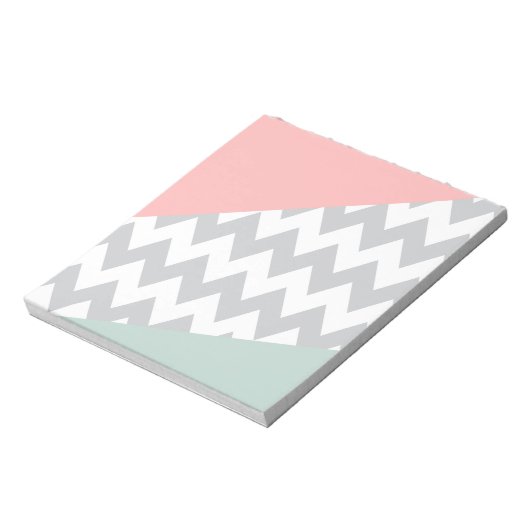 Bloc-note Gray Chevron Mint et Coral (Tourné)