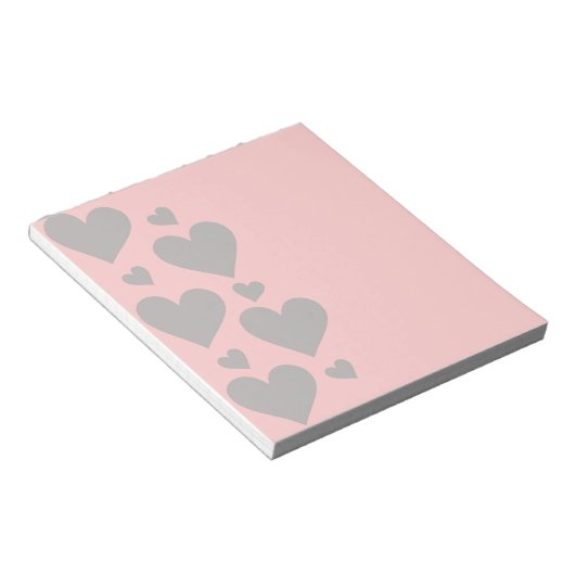 Bloc-note Gray hearts on a rose background (Incliné)