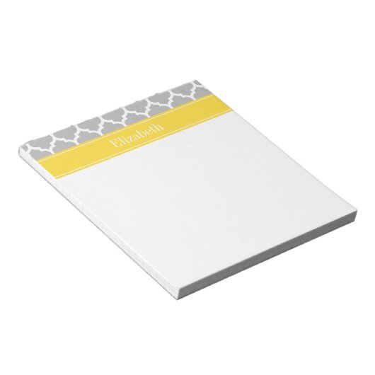 Bloc-note Gray White Moroccan #5 Pineapple Name Monogram (Incliné)