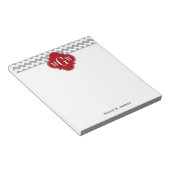 Bloc-note Gray Wht Chevron Cranberry Quatrefoil 3 monogram (Incliné)