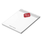 Bloc-note Gray Wht Chevron Cranberry Quatrefoil 3 monogram (Tourné)