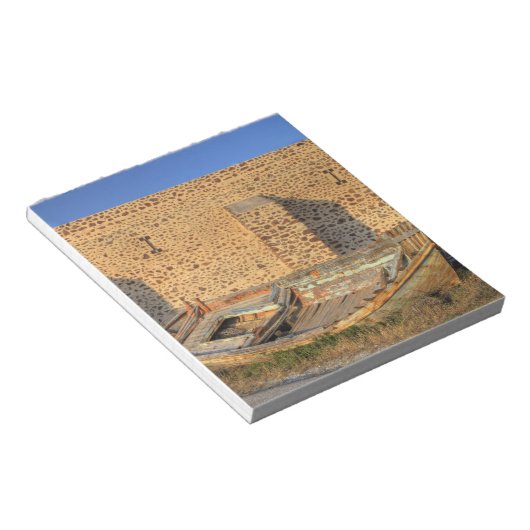 Bloc-note Grèce, Santorin, Oia. Vieux bateau de pêche à sec (Incliné)