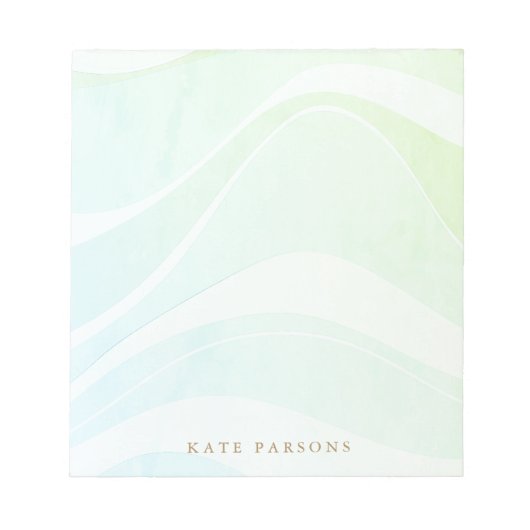 Bloc-note Green Blue Tropical Retro Watercolor Waves (Devant)