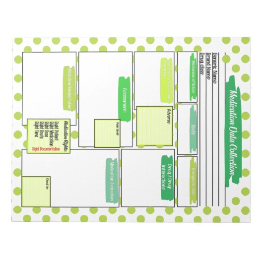 Bloc-note Green Dot Modèle de médicaments pour étudiants en  (Devant)