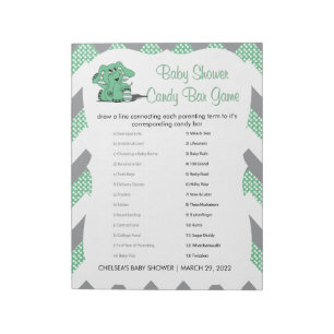 Bloc-note Green et Grey Chevron Elephant Baby shower Jeu 2
