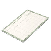 Bloc-note Green Gingham Plaid Month Family Planner Calendar (Incliné)
