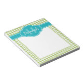 Bloc-note Green Houndstooth Motif Monogramme Turquoise (Incliné)