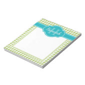 Bloc-note Green Houndstooth Motif Monogramme Turquoise (Tourné)