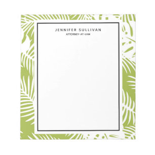 Bloc-note Green Palm Feuille Rainforest Motif